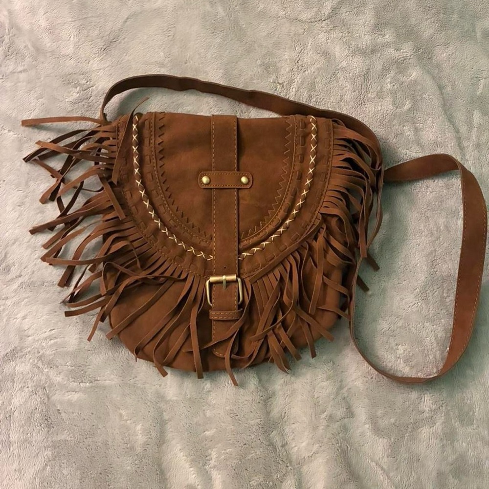 Brown Fringe Crossbody Bag